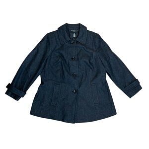 Centigrade Outerwear Wool Blend Dark Gray Button-Up Coat Size 1X
